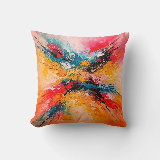 Abstract Colorful Art Throw Pillow (Front)