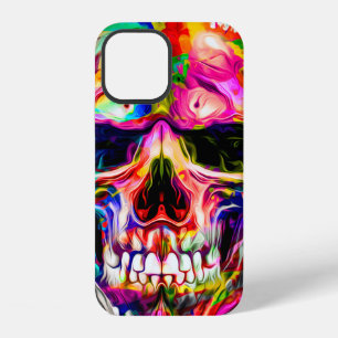 abstract colorful background with colorful skullar iPhone 12 case