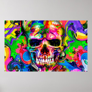 abstract colorful background with colorful skullar poster
