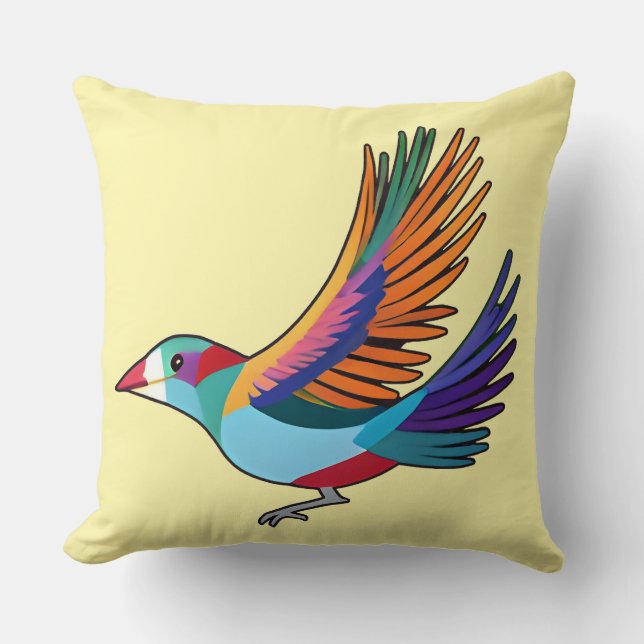 Abstract, Colorful  Bird Throw Pillow (Front)