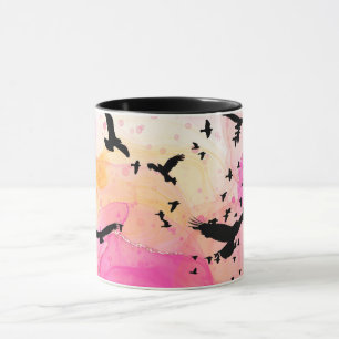 Abstract colorful birds pattern mug