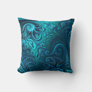 Abstract Colorful Blue & Teal Spiral Pattern Throw Pillow