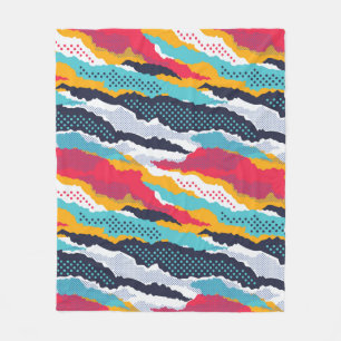 Abstract colorful camouflage wallpaper with polka  fleece blanket