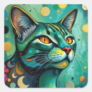 Abstract Colorful Cat Stickers