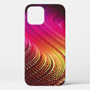 Abstract colorful digital landscape with flowing p iPhone 12 case