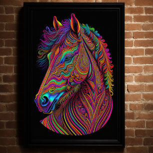 Abstract Colorful Drawing of A Horse 2:3 Poster