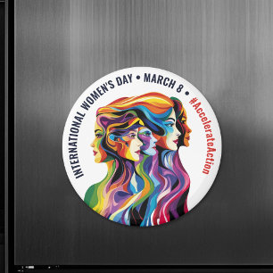 Abstract Colorful Faces Women's Day IWD Magnet