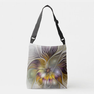 Abstract Colorful Fantasy Flower Modern Fractal Crossbody Bag