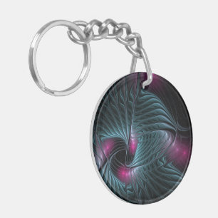 Abstract Colorful Fantasy Fractal Keychain