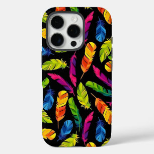 Abstract colorful feather explosion iPhone 16 pro case