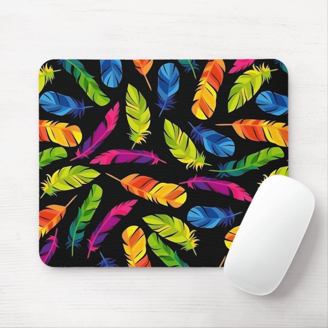 Abstract colorful feather explosion mouse pad (With Mouse)