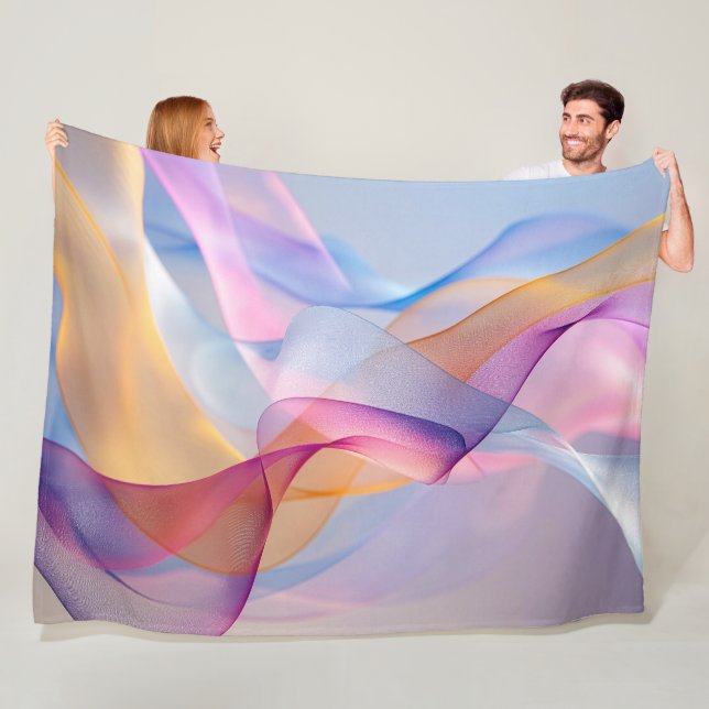 Abstract Colorful Flowing Ribbons Fleece Blanket (In Situ)