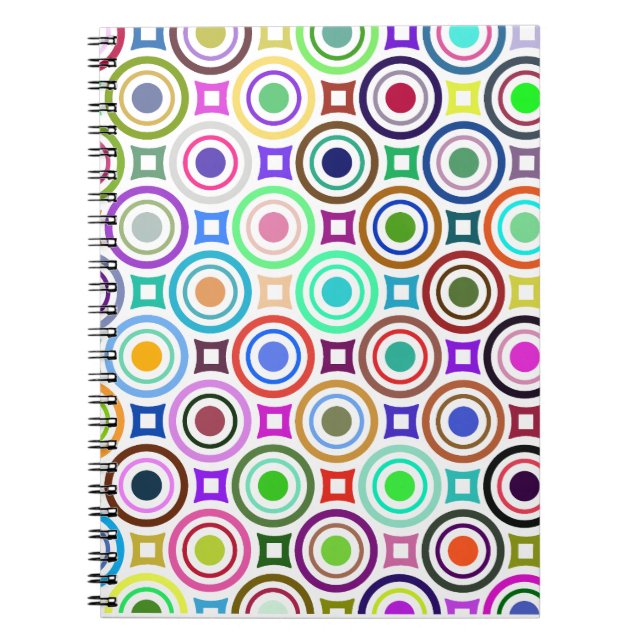 Abstract Colorful Geometric Circles Notebook (Front)