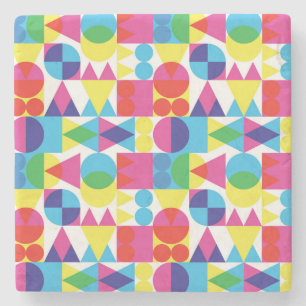 Abstract colorful geometric pattern design. stone coaster