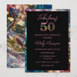 Abstract Colorful Glitter 50th Birthday Invitation