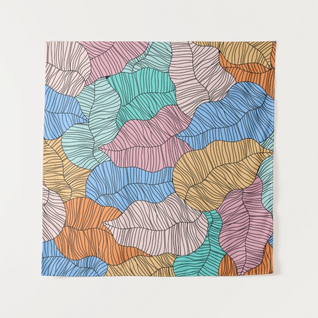 Abstract colorful leaf painting design background tapestry (Front)