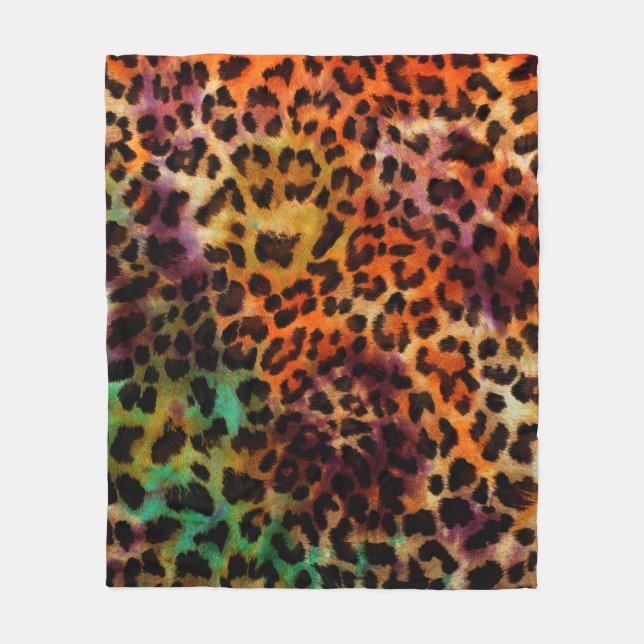 abstract colorful leopard texture pattern fleece blanket (Front)