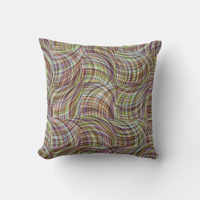 Abstract Colorful Lines Seamless Pattern Throw Pillow (Front)