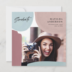 Abstract colorful multi photo graduation party announcement