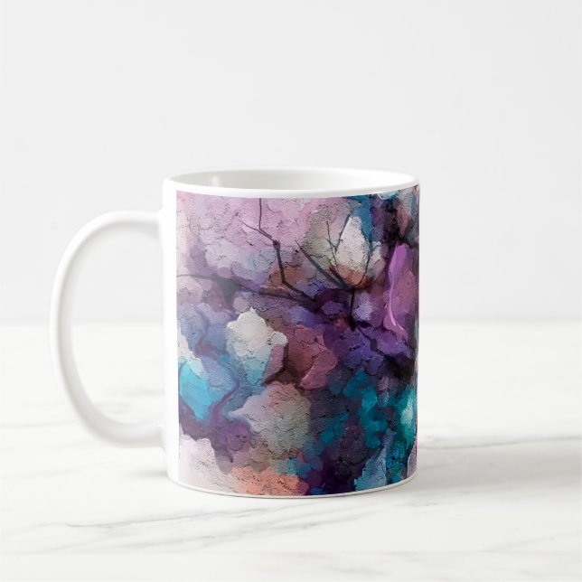 Abstract colorful oil, acrylic painting of spring  coffee mug (Left)