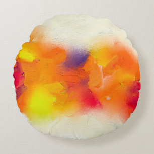 Abstract colorful oil painting on canvas texture. round pillow