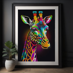 Abstract Colorful Painting of a Giraffe 2:3 Poster