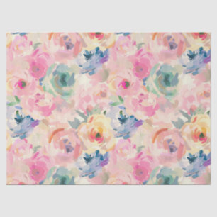 Abstract Colorful Pastel Flowers Floral Pattern Tissue Paper