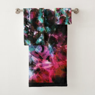 Abstract, colorful pattern, bright, elegant bath towel set