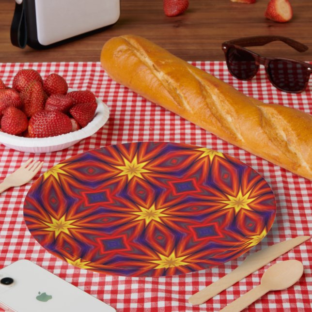 Abstract Colorful Pattern Paper Plate (Picnic)