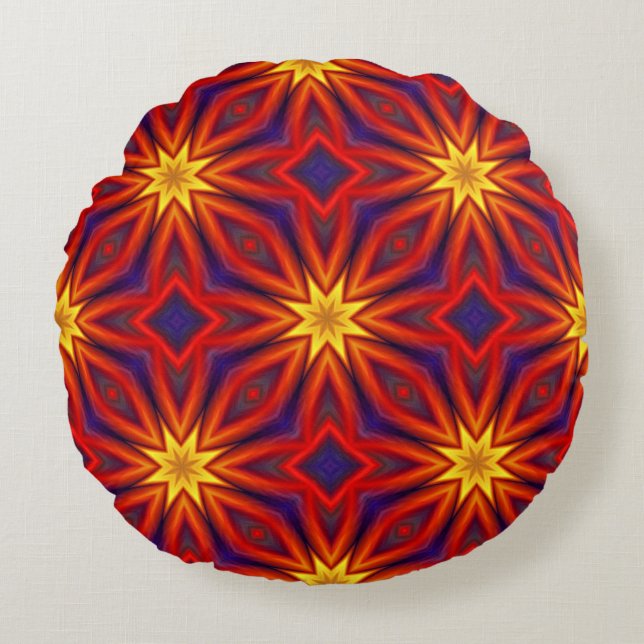 Abstract Colorful Pattern Round Pillow (Front)