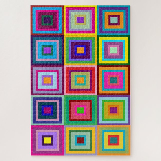 Abstract Colorful Quilt Pattern Puzzle (Vertical)