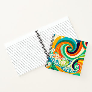 Abstract Colorful Retro 70s Hippie Waves Artwork   Notebook