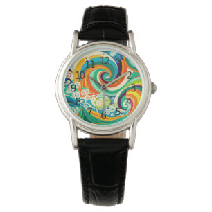 Abstract Colorful Retro 70s Hippie Waves Artwork   Watch
