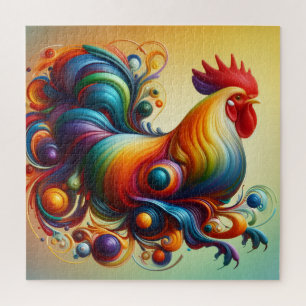 Abstract Colorful Rooster Jigsaw Puzzle