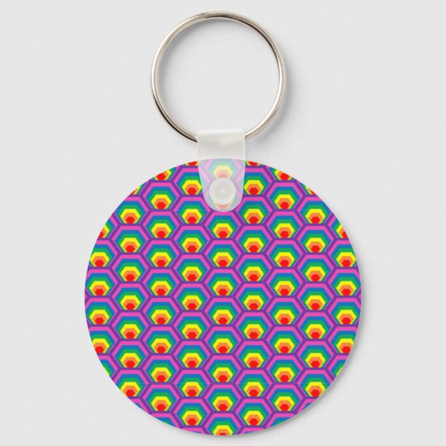 Abstract colorful shapes keychain (Front)