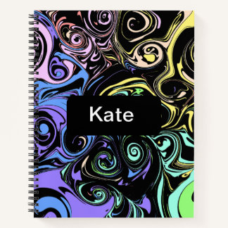 Abstract colorful swirls notebook