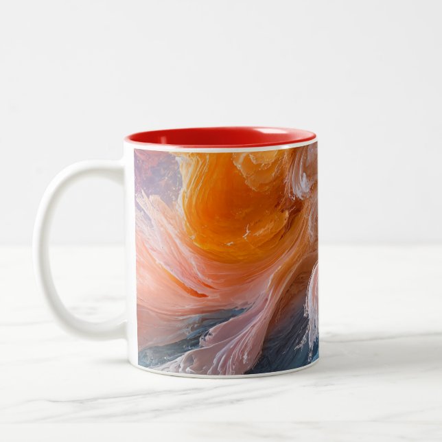 Abstract colorful swirls Two-Tone coffee mug (Left)