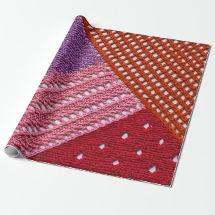Abstract colorful texture knitted by spokes.Knitte Wrapping Paper