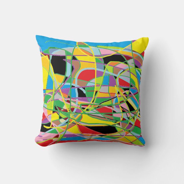 Abstract Colorful Throw Pillow Multicolor (Front)