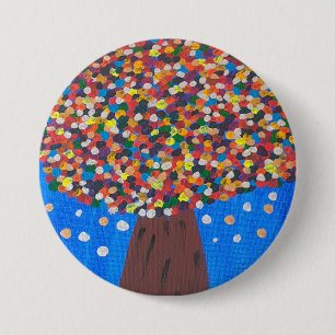 Abstract Colorful Tree 3 Inch Round Button