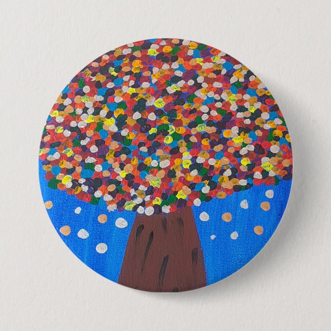 Abstract Colorful Tree  3 Inch Round Button (Front)