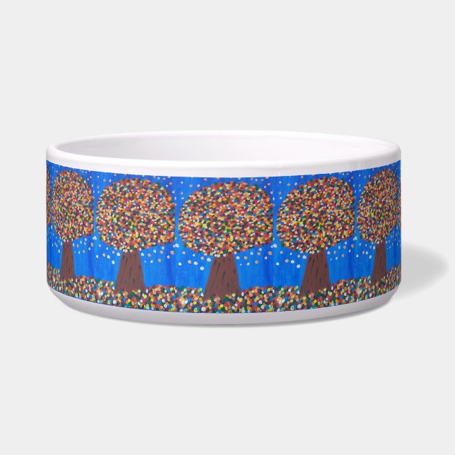 Abstract Colorful Tree Ceramic Pet Bowl (Front)