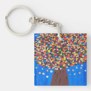 Abstract Colorful Tree  Keychain