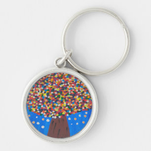 Abstract Colorful Tree Keychain