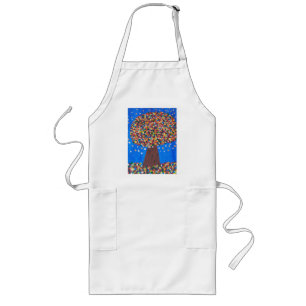 Abstract Colorful Tree Long Apron