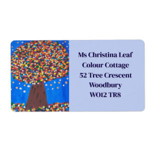 Abstract Colorful Tree Shipping Label