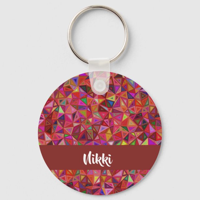 Abstract colorful triangles on keychain (Front)