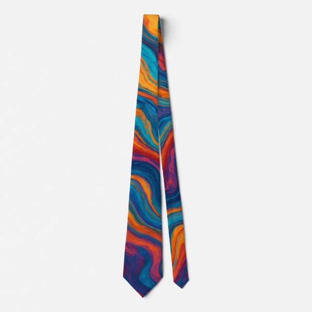 Abstract Colorful Waves Texture Tie (Front)