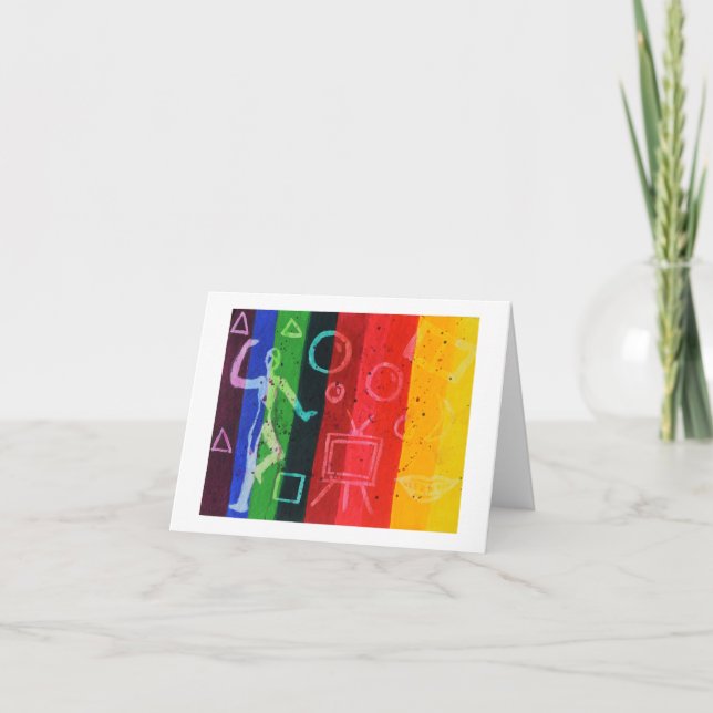 Abstract colour bar art note card (Front)