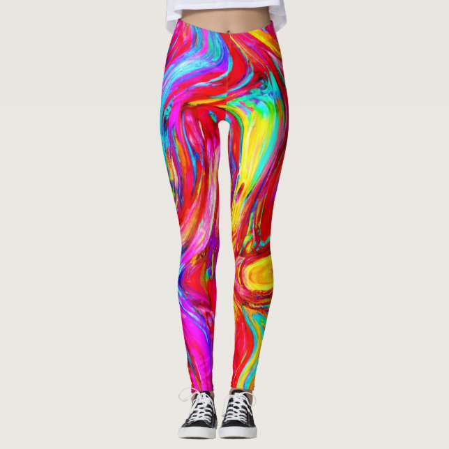 Abstract Colour Blast Pattern Leggings (Front)